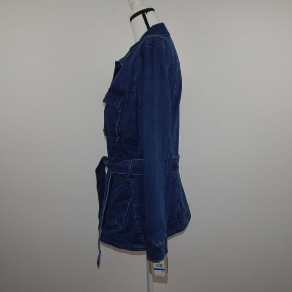 Levi's Denim Jean Jacket Women's Size XL Blue Belted Pockets Chore Coat Cotton - Picture 6 of 12